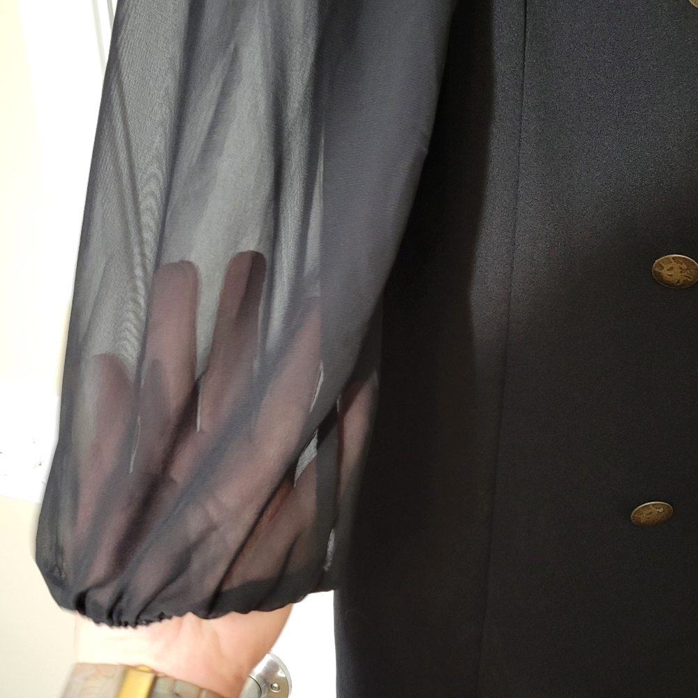 PatPat Black Double-Breasted Puff Sleeve Dress - Picture 8 of 16